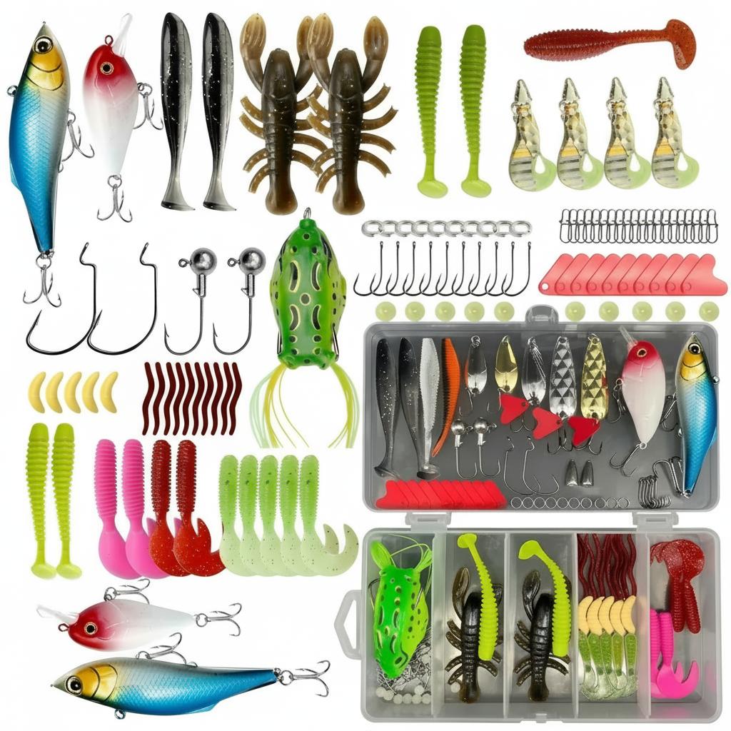 Fishing Equipment For Trout - 133-częściowy zestaw przynęt wędkarskich premium w